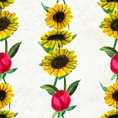 Ayçiçeği ve gül ile Seamless Modeli