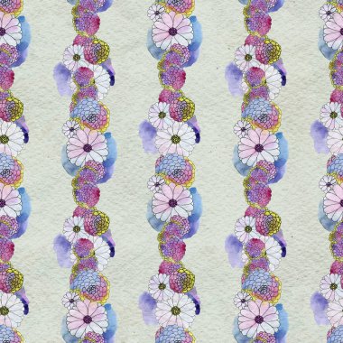 Aster ve papatya çiçekler ile sorunsuz çiçek desenli