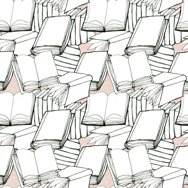 Seamless pattern with books — Stock Photo, Image