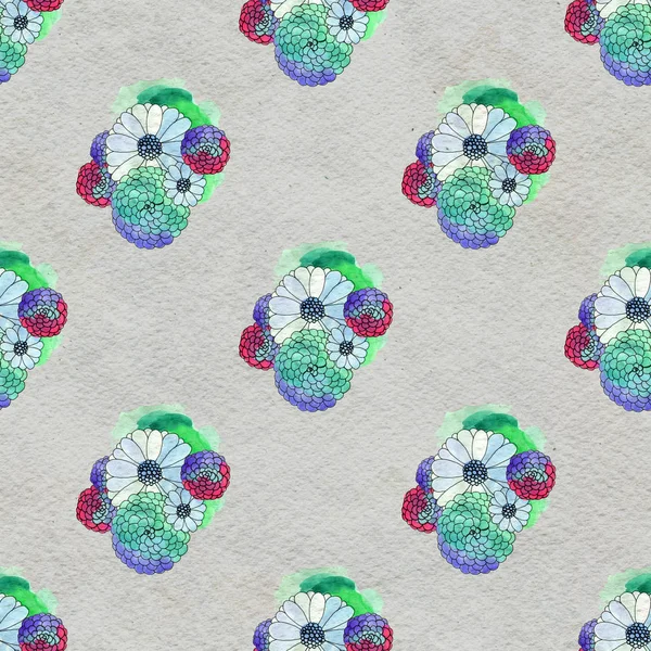 Aster ve papatya çiçekler ile sorunsuz çiçek desenli