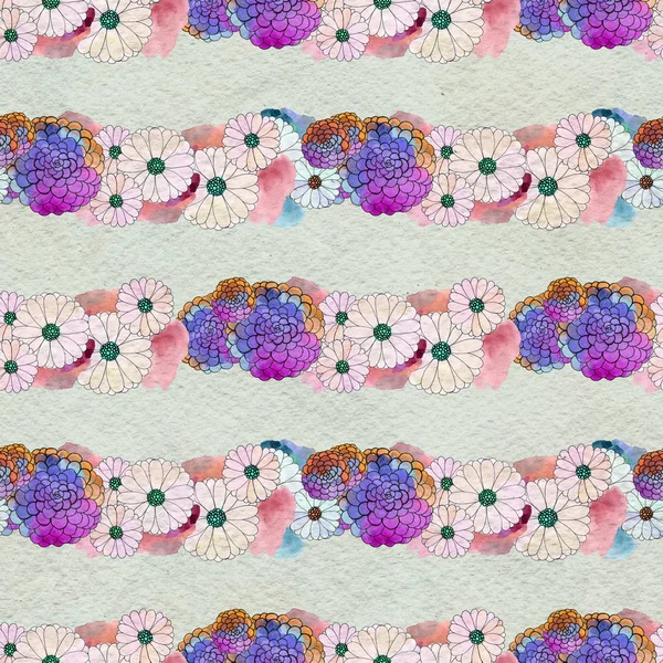 Nahtloses Blumenmuster mit Astern und Gänseblümchen — Stockfoto