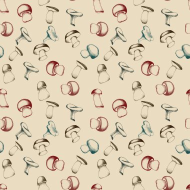 Elle çizilmiş seamless modeli mantar ile.