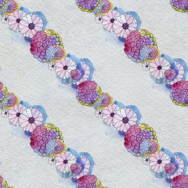 Aster ve papatya çiçekler ile sorunsuz çiçek desenli