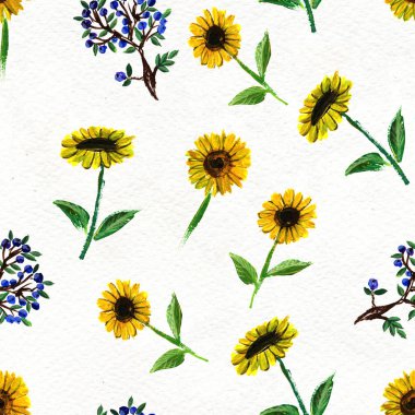 Ayçiçeği ve çilek ile Seamless Modeli