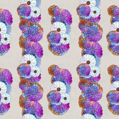Aster ve papatya çiçekler ile sorunsuz çiçek desenli