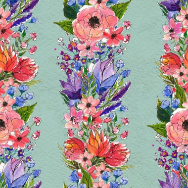 Renkli çiçeklerle kusursuz desen