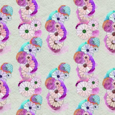 Aster ve papatya çiçekler ile sorunsuz çiçek desenli