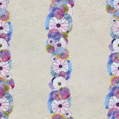 Aster ve papatya çiçekler ile sorunsuz çiçek desenli