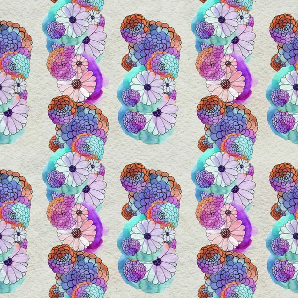 Бесшовный цветочный узор с астерами и цветами ромашки — стоковое фото