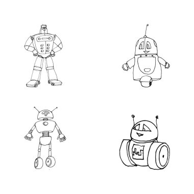 Robot seti doodles.
