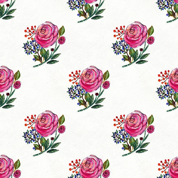 Seamless pattern with pink roses — Stock Photo, Image