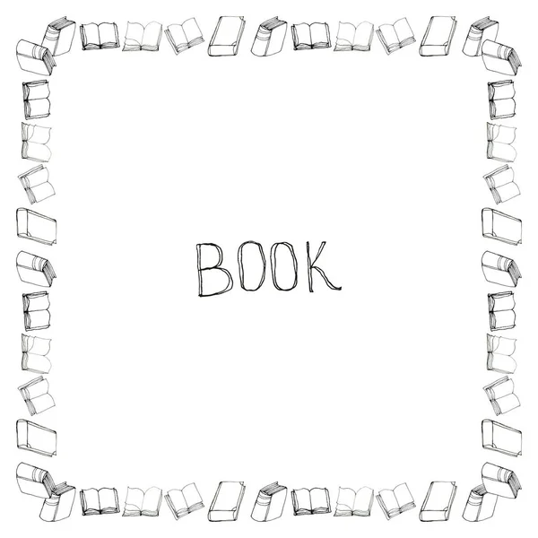 Kitap doodle kare — Stok Vektör