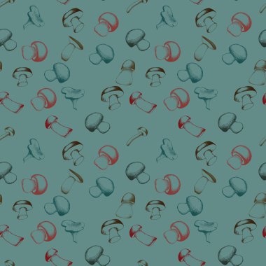 Elle çizilmiş seamless modeli mantar ile.