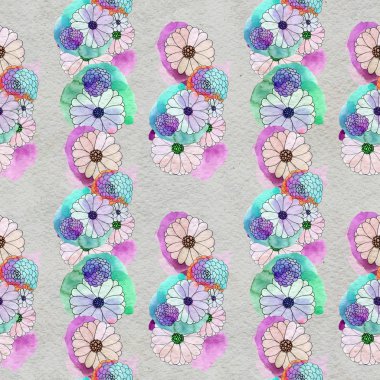 Aster ve papatya çiçekler ile sorunsuz çiçek desenli