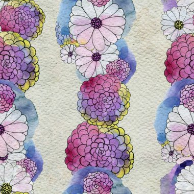 Aster ve papatya çiçekler ile sorunsuz çiçek desenli