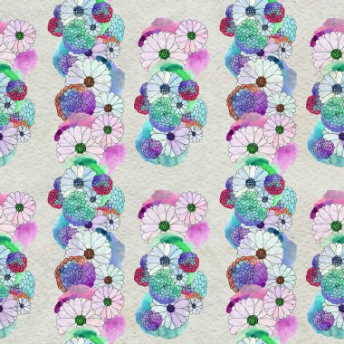 Aster ve papatya çiçekler ile sorunsuz çiçek desenli