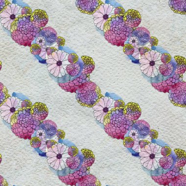 Aster ve papatya çiçekler ile sorunsuz çiçek desenli