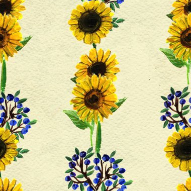 Ayçiçeği ve çilek ile Seamless Modeli