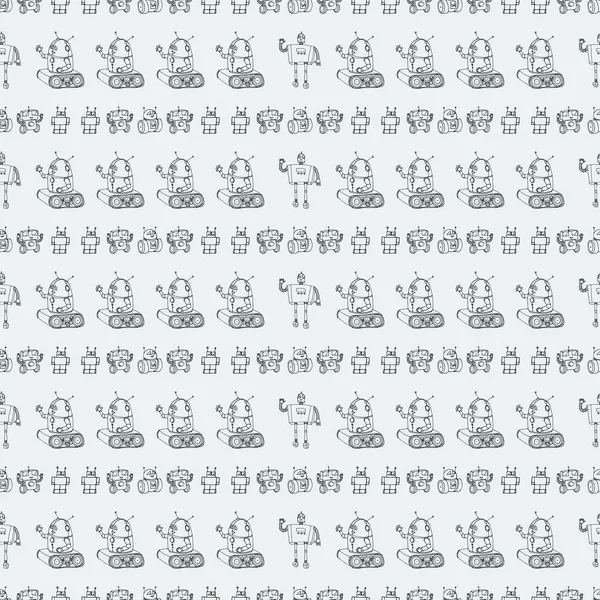 Robot doodles pattern. — Stock Vector