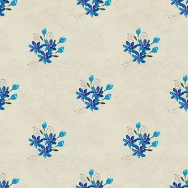 Mavi çiçekli kusursuz desen