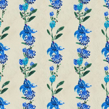 Mavi çiçekli kusursuz desen