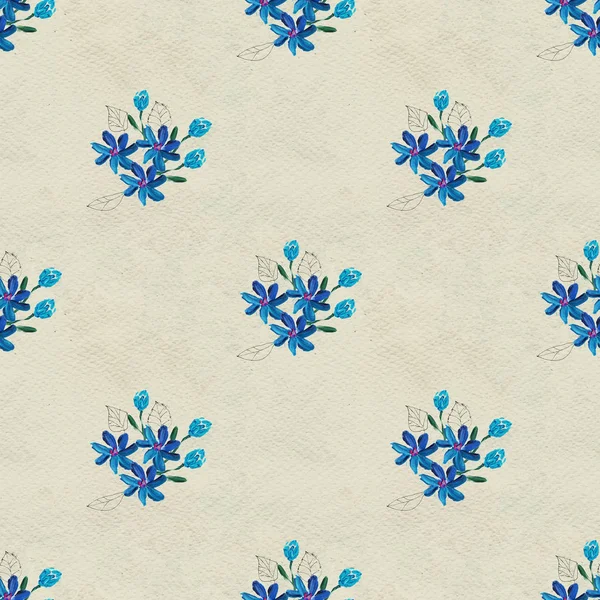 Mavi çiçekli kusursuz desen
