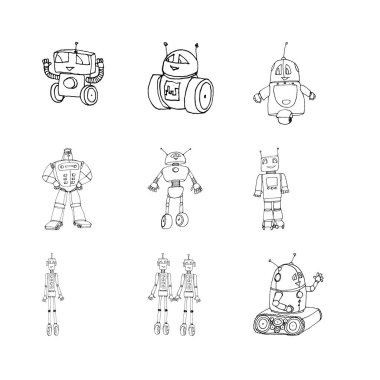 Robot seti doodles.