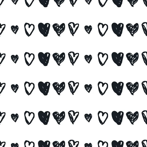 Doodle patrón sin costuras con corazones — Vector de stock