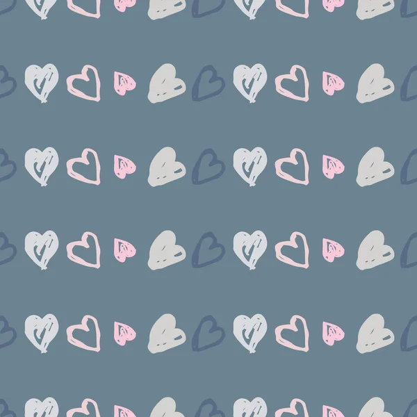 Doodle patrón sin costuras con corazones — Vector de stock