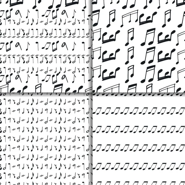 Zene jegyzetek seamless pattern szett — Stock Vector