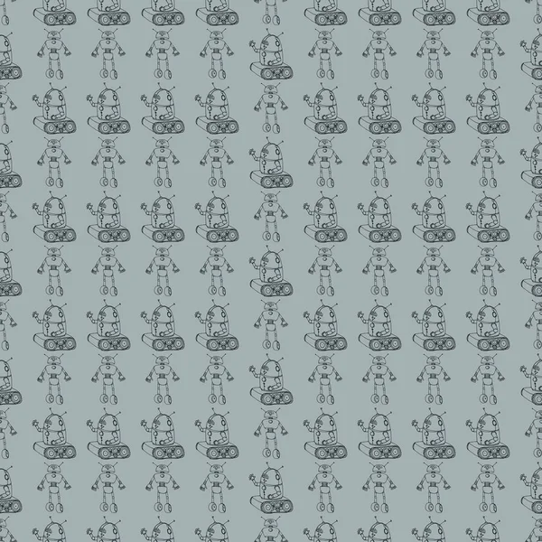 Robot doodles pattern. — Stock Vector