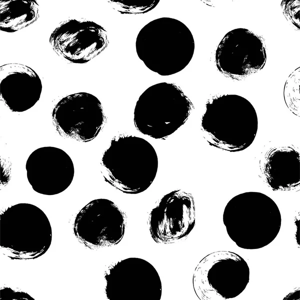 Sömlös svart och vitt mönster med abstrakt cirklar — Stock vektor