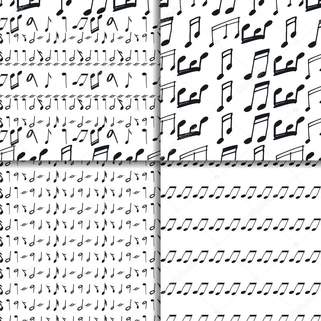 Music notes seamless pattern set