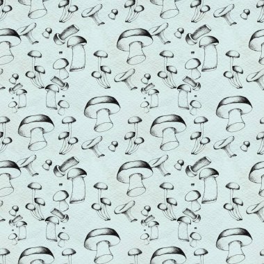 Elle çizilmiş seamless modeli mantar ile.