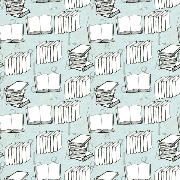 Seamless pattern with books — Stock Photo, Image