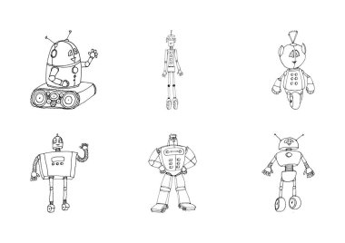 Robot seti doodles.