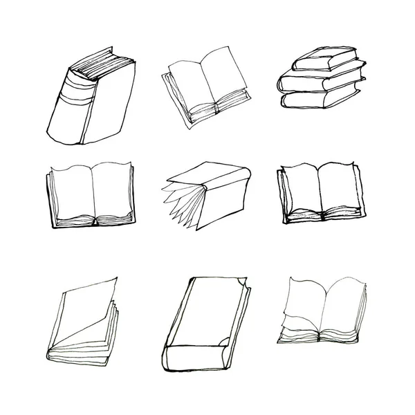 Boek doodles set — Stockvector