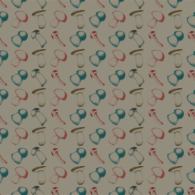 Elle çizilmiş seamless modeli mantar ile.