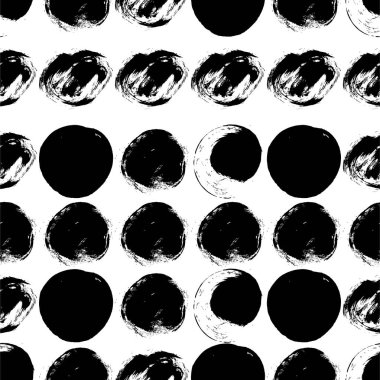 Daireler ile Dikişsiz siyah-beyaz desen