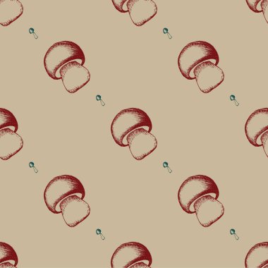 Elle çizilmiş seamless modeli mantar ile.