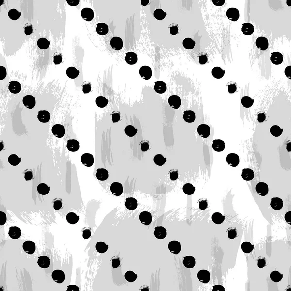 Modèle noir et blanc sans couture avec des cercles abstraits — Image vectorielle