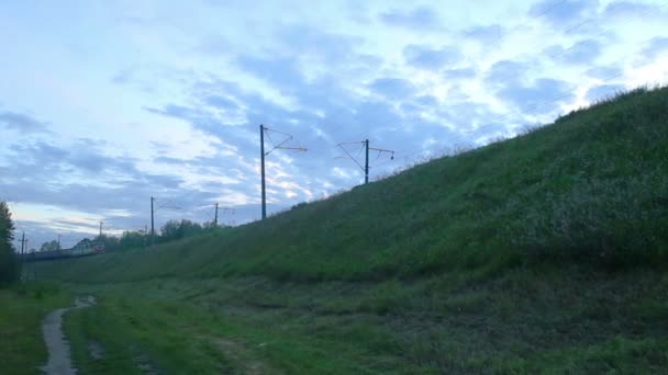 Pociąg towarowy z kontenerów przechodzi — Wideo stockowe