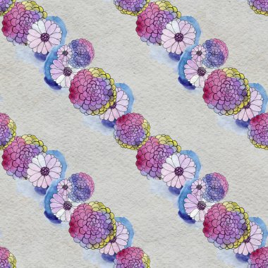 Aster ve papatya çiçekler ile sorunsuz çiçek desenli