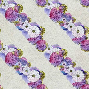 Aster ve papatya çiçekler ile sorunsuz çiçek desenli