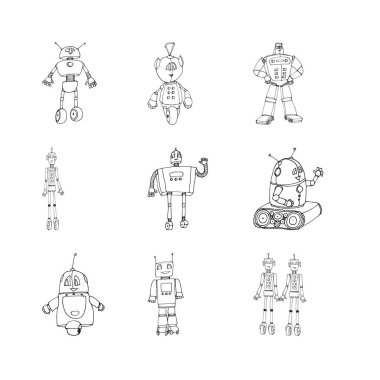 Robot seti doodles.