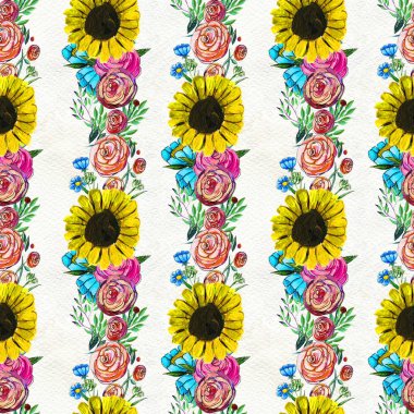 Renkli çiçeklerle kusursuz desen