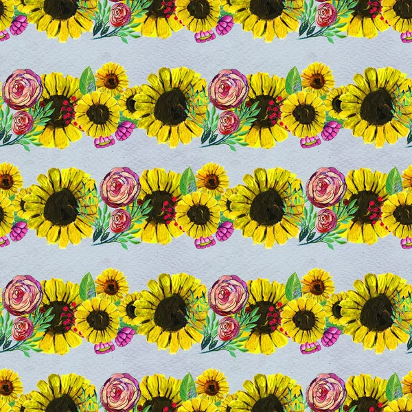 Ayçiçeği ve gül ile Seamless Modeli