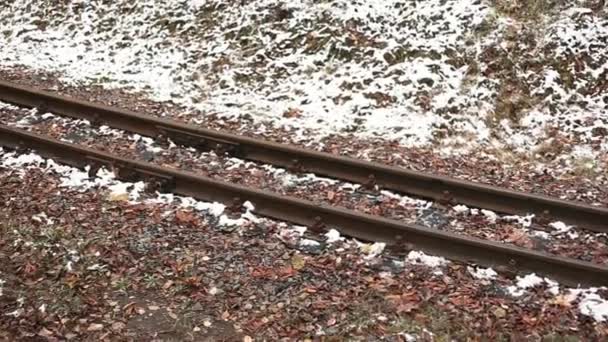 Binari ferroviari in inverno — Video Stock