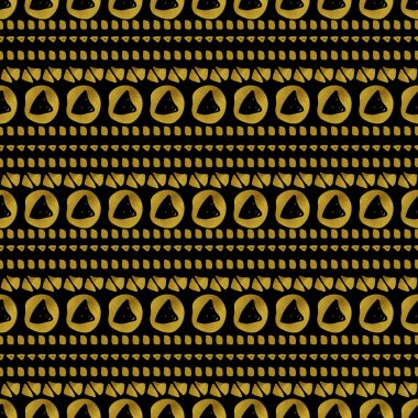 Geometrik siyah ve altın seamless modeli