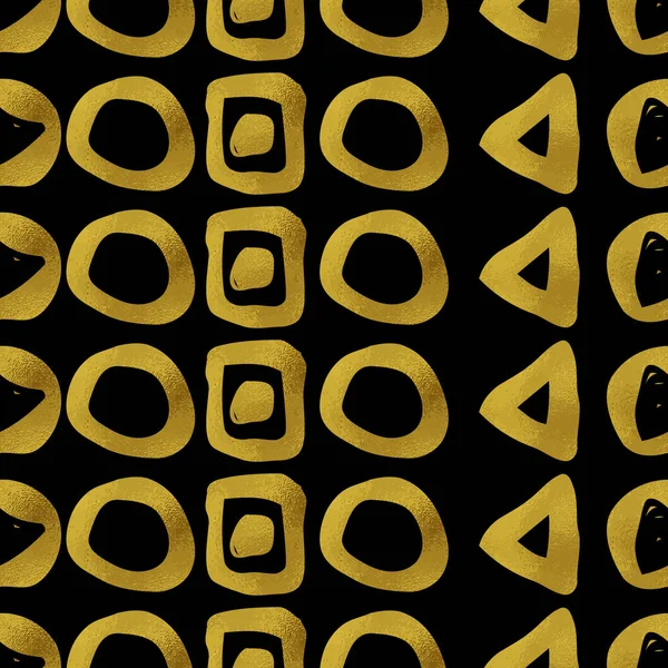 幾何学的な黒とゴールドのシームレスなパターン — ストックベクタ